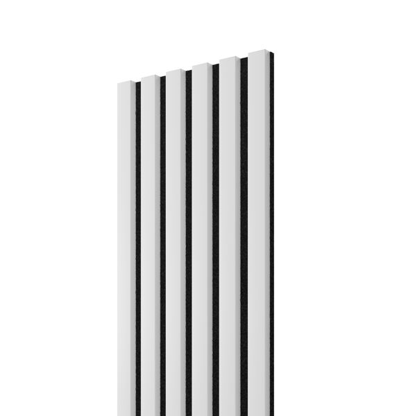 Akustiline seinapaneel Valge lamell/must vilt 300x26x2750mm